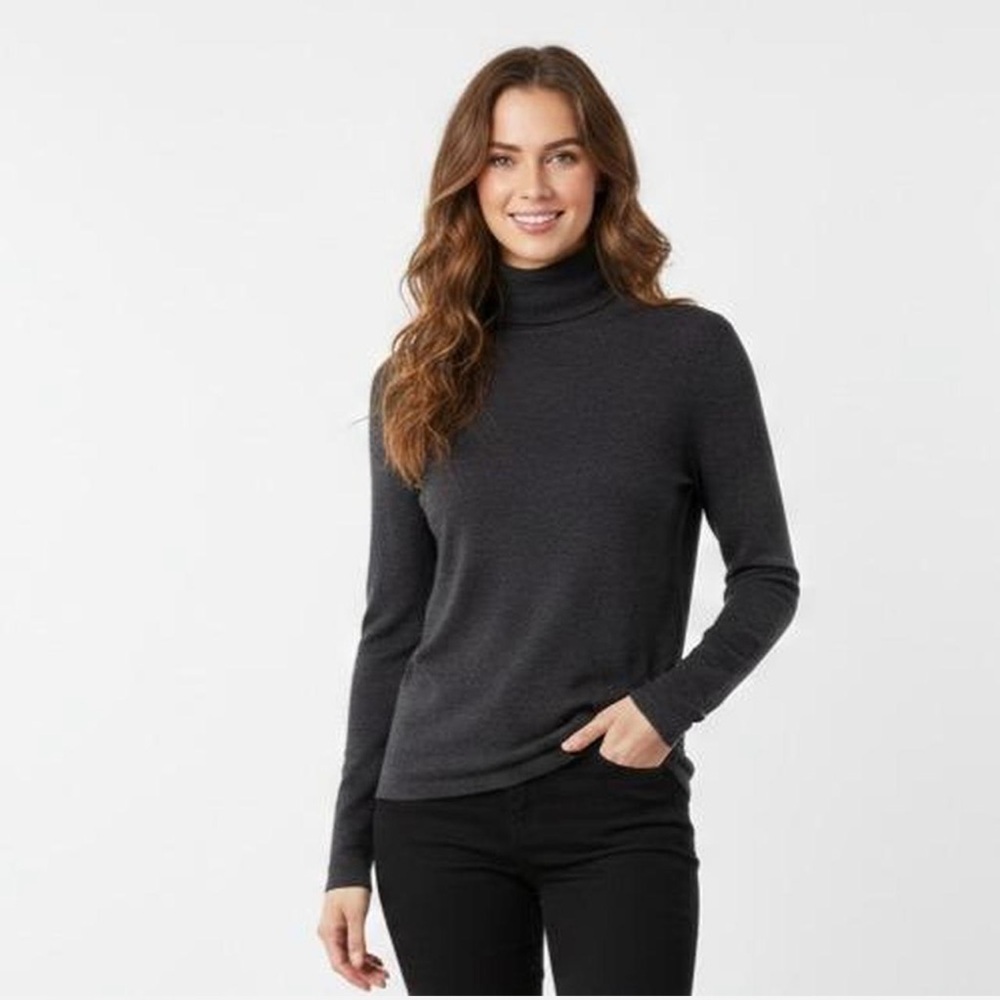 Joseph A. Turtleneck Sweater Silky Charcoal Size Small